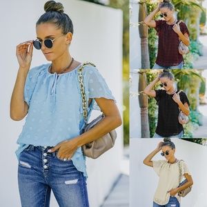 European And American Polka Dot Chiffon Shirt Short Sleeve T Shirt Women's Top